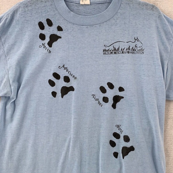 VINTAGE Belton Wildlife Rescue Short Sleeve T-Shirt Single Stitch Blue Small - Picture 4 of 7
